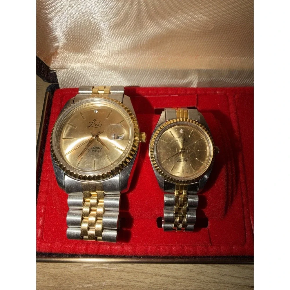 VTG Anne Klein Perfume Lize Watch Set Men's‎ & Women's  Set Gift Gold Silver J
